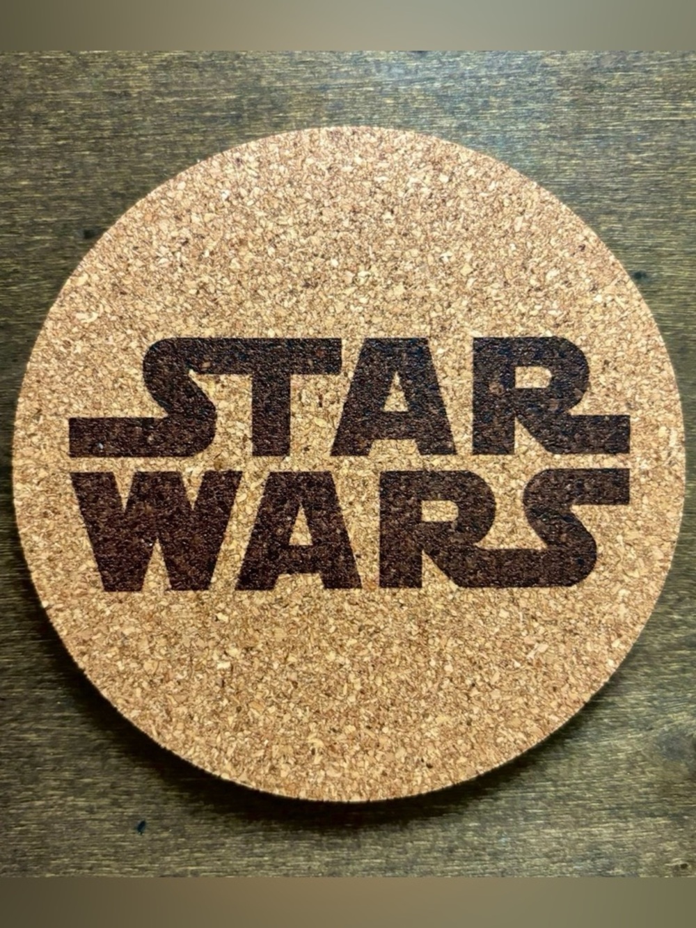 Star Wars Logo Laser Engraved Cork Coaster
